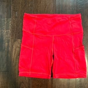 Lululemon red biker shorts